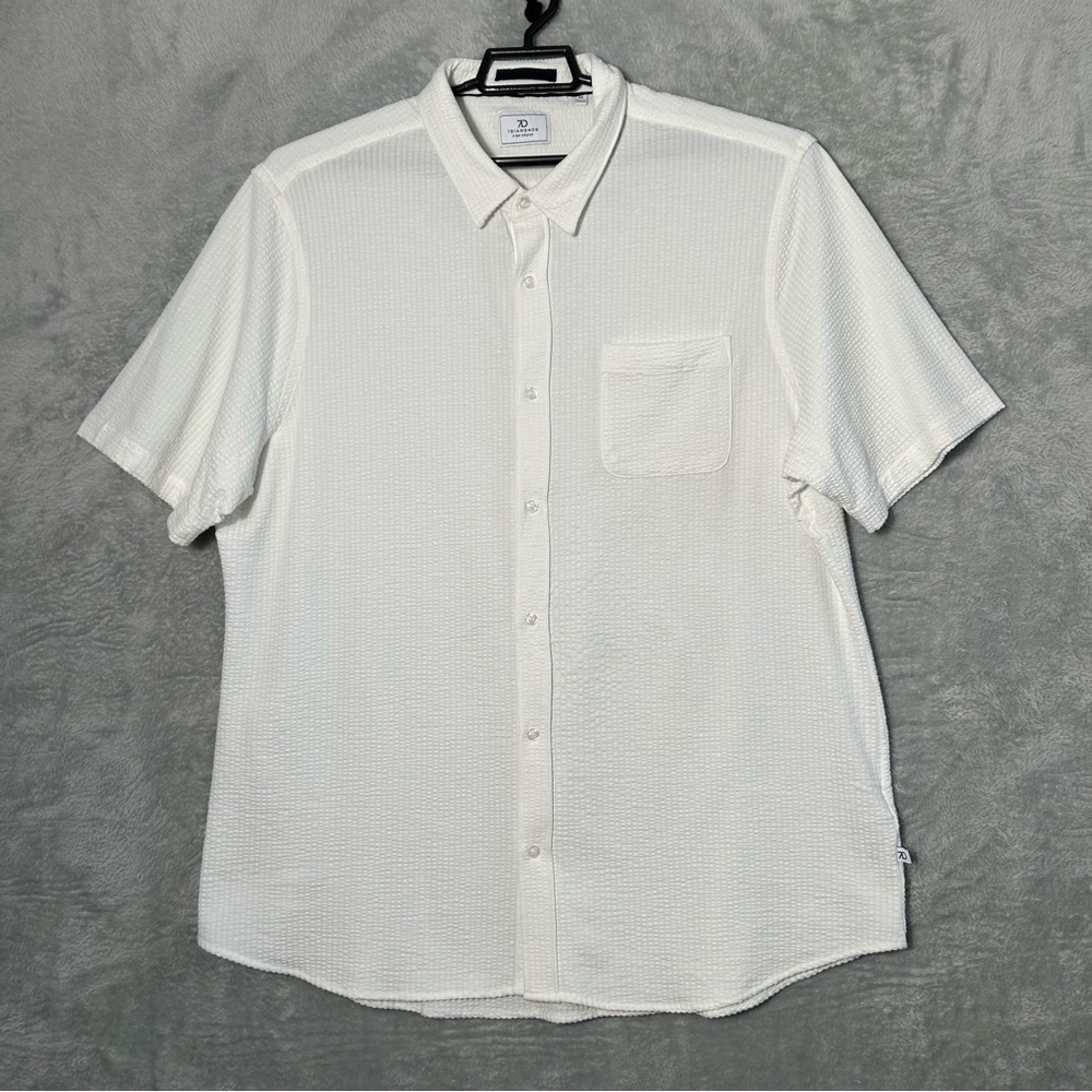 7 Diamonds Shirt Mens 2XL 4 Way Stretch White Seersucker Button Down Office Work